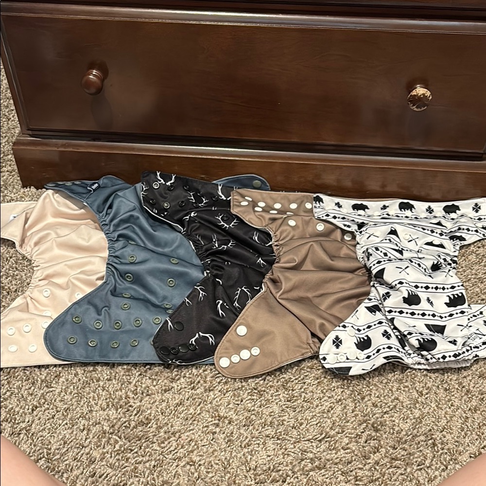Stylish Kids Cloth Diaper Set - Black, Blue, Brown, Cream